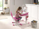 Rostoucí psací stůl se židlí, osvětlením Comfort - růžový