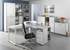 Luxusní kancelářská sestava Set up - platinově šedá a bílé detaily