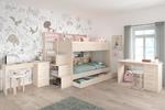 Dětský pokoj s patrovou postelí a psacími stoly Bibop