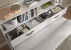 Designová postel s úložným prostorem, nádstavcem Sabia
