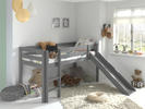 Dětská postel z masívu s klouzačkou Spring - Pino grey III