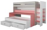 Patrová postel s psacím stolem Bo10 - cascina, flamingo pink