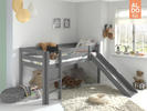 Dětská postel z masívu s klouzačkou Birdy - Pino grey I
