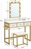 Toaletní stolek s taburetem Gold Concepte