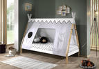 Domečková postel z masivu Vigi simple s textilií