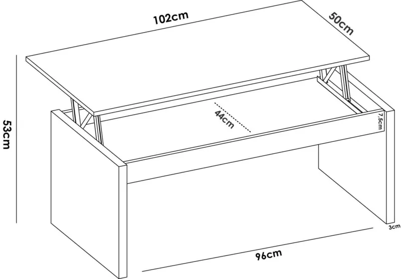 Konferenční stolek Side, detailní rozměry