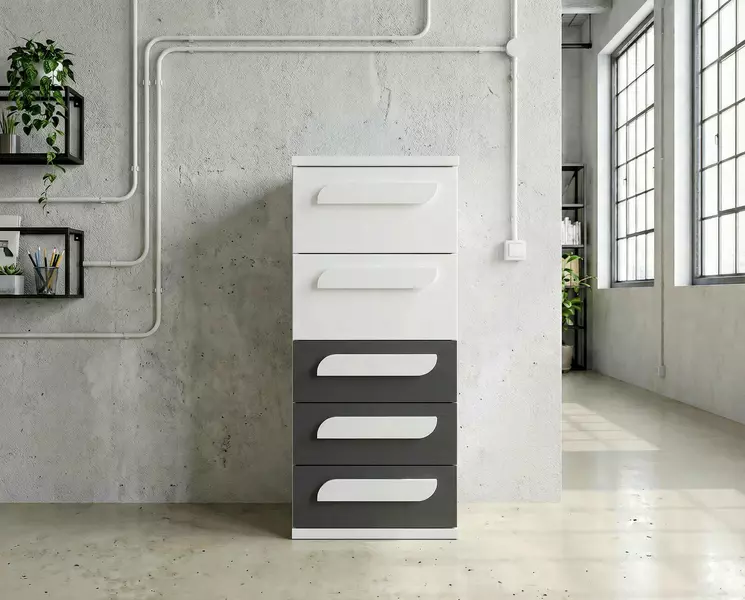 Komoda do kanceláře bílá, shade Mety wave