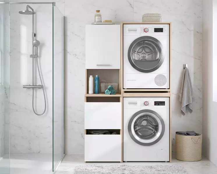 Nábytek do koupelny Laundry set oak, white