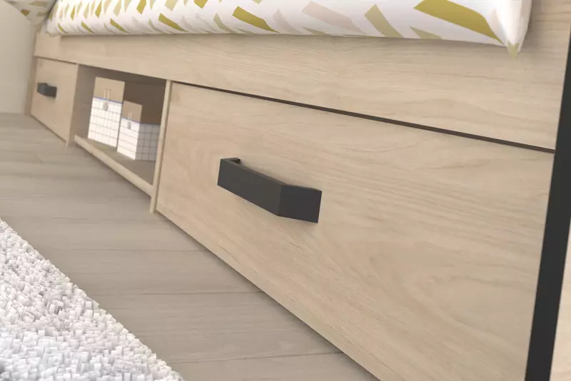 Postel Nashville, příjemné designové prvky v odstínu tmavě šedá-černá