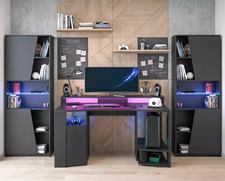 Herní stůl s regály do dětského pokoje sestava Gaming