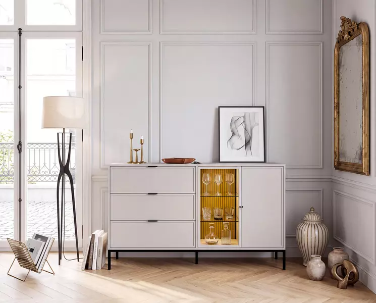 Komoda s LED osvětlením Daisy je působivá i za denního světla