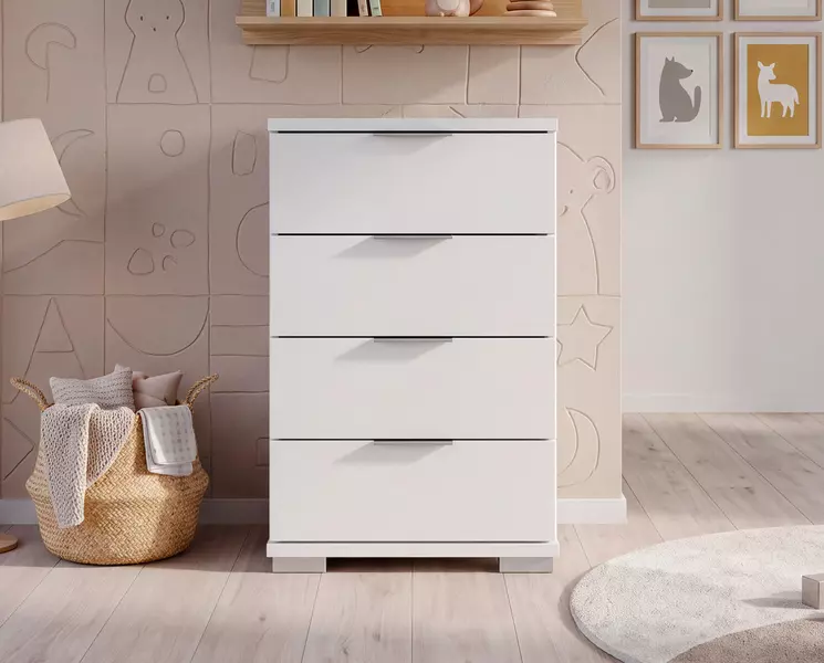 Dětská komoda čtyři šuplíky bílá Paro