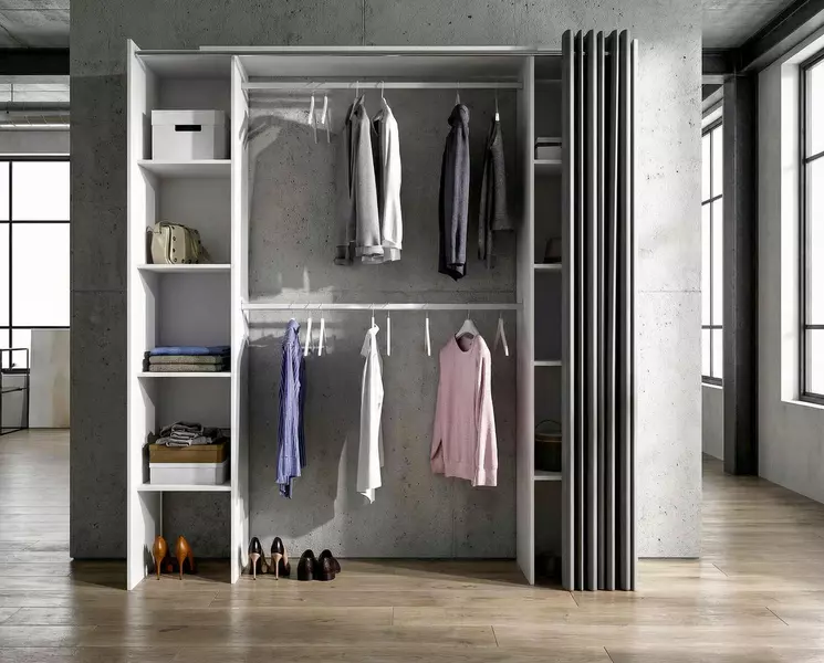 Šatní skříň otevřená Suit white simple large vhodná i do vstupní haly
