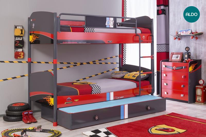 Dětská patrová postel s přistýlkou Champion Racer