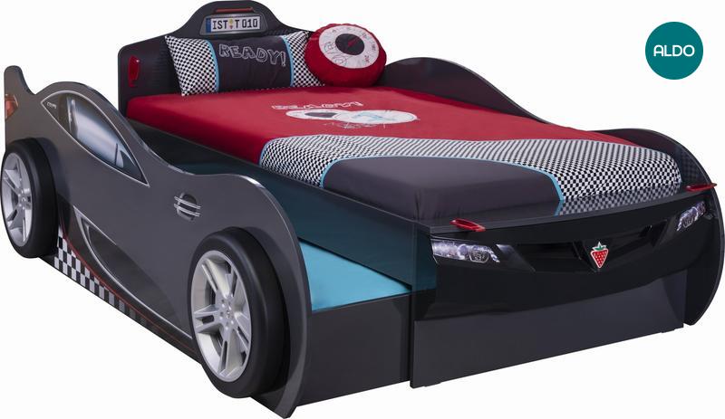 Dětská postel s přistýlkou auto Champion 90-190 - antracit