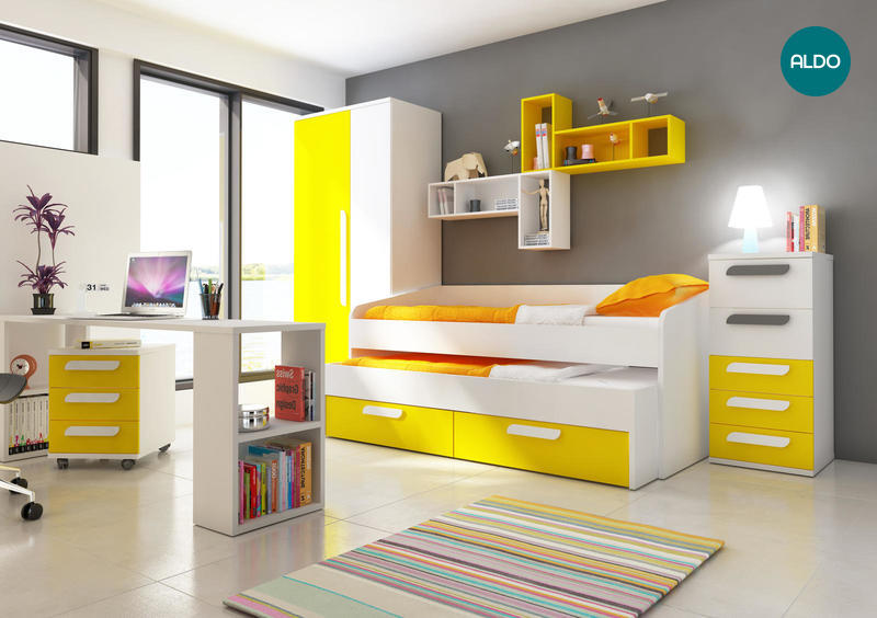 Dětský pokoj s přistýlkou B - žlutý