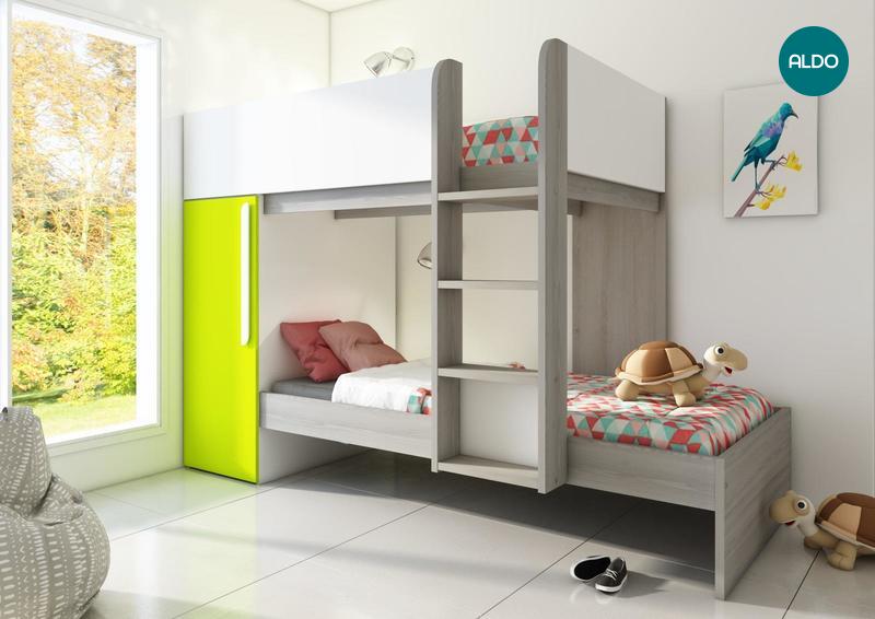 Patrová postel pro dvě děti Bo7 - zelená