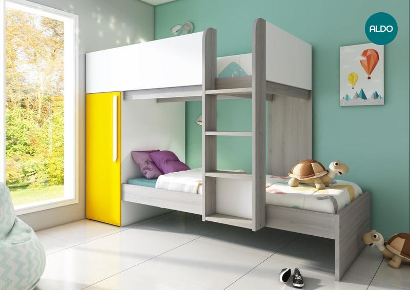Patrová postel pro dvě děti Bo7 - žlutá