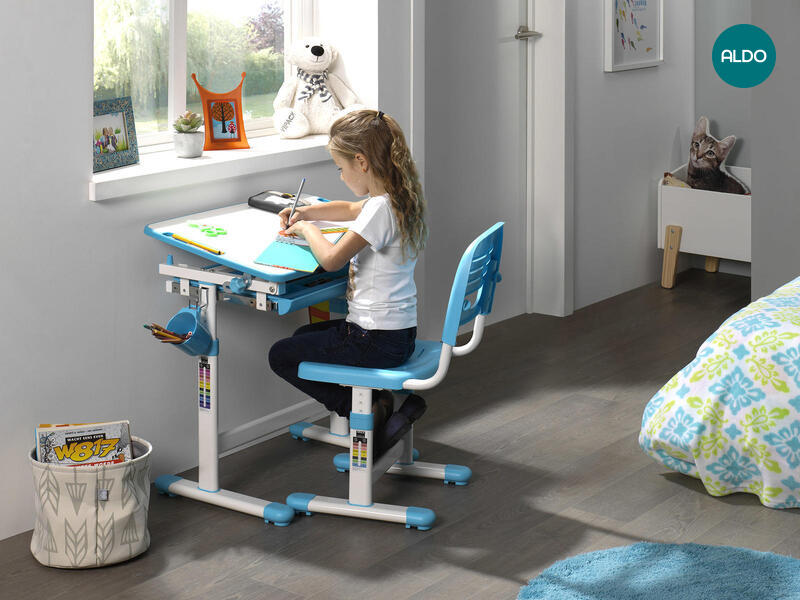 Rostoucí psací stůl pro prvňáčka Comfort - modrý