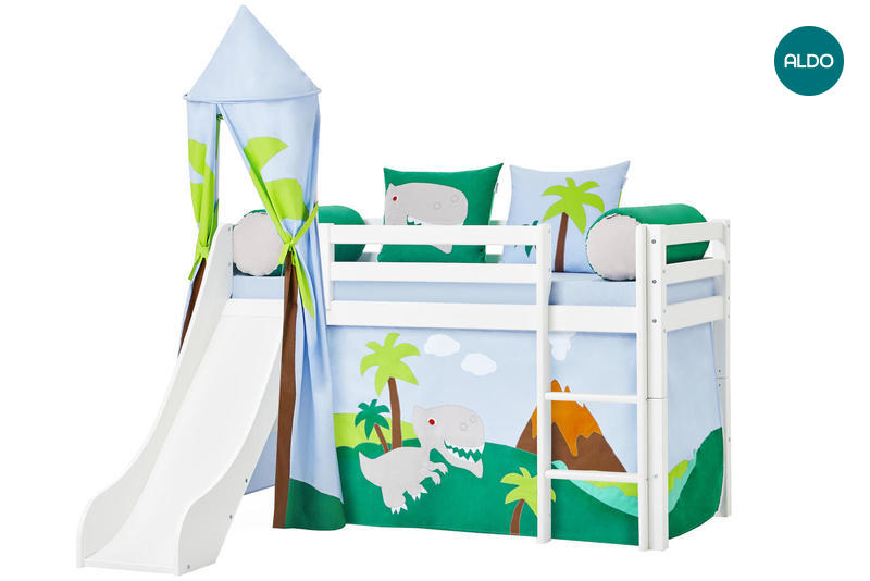 Dětská postel s věží a se skluzavkou Dinosaurus II