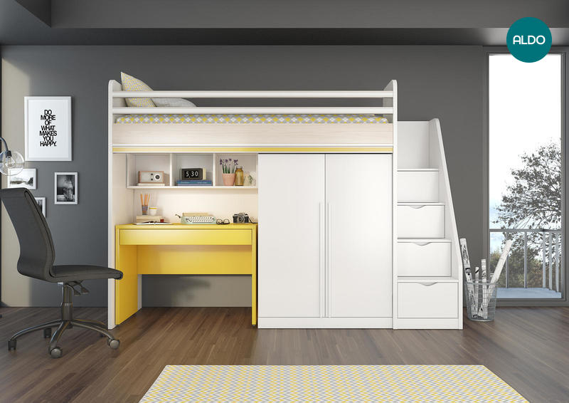 Dětský pokoj s patrovou postelí Flexi - yellow
