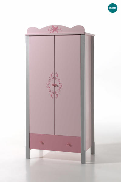 Růžová dvoudveřová šatní skříň Cindy