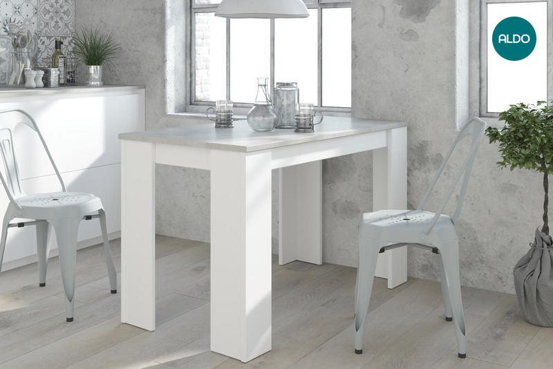 Jídelní stůl Alfa - bílý, dekor beton