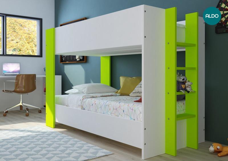 Patrová postel pro dvě děti Bob - bílá, zelená