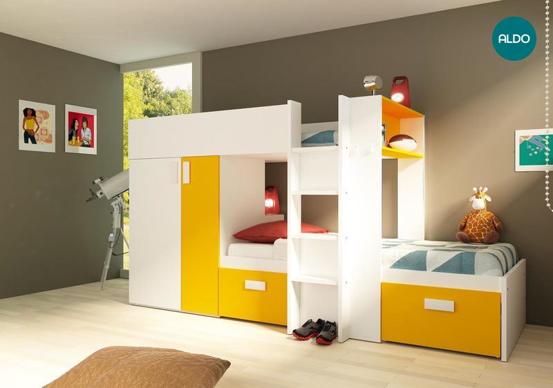 Dvoupatrová postel pro dvě děti Bo3 yellow - limitovaná edice