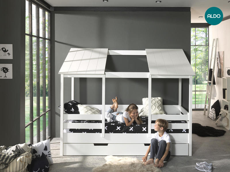 Domečková postel pro dvě děti House II - white