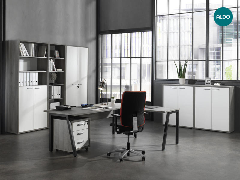 Sestava nábytku pro vybavení kanceláře Conto - white, grey
