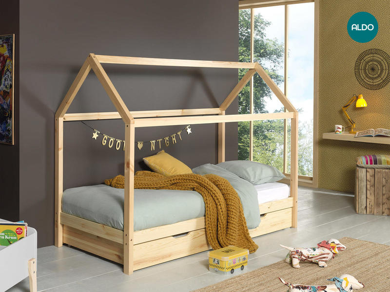 Dětská postel s šuplíkem ze dřeva borovice Dallas natural
