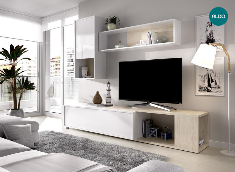 Designová obývací stěna, tři způsoby sestavení Obi glossy white