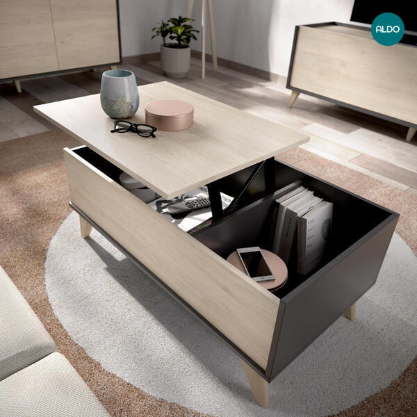 Konferenční stolek s úložným prostorem Ness graphit