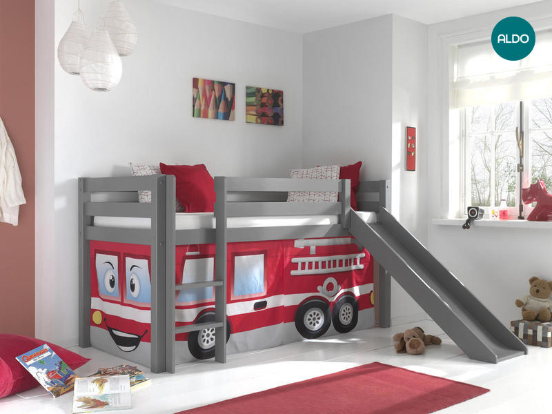 Dětská postel z masivu s klouzačkou Pino grey 70070