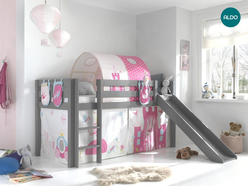 Dětská postel z masívu s klouzačkou Princess - Pino Grey III