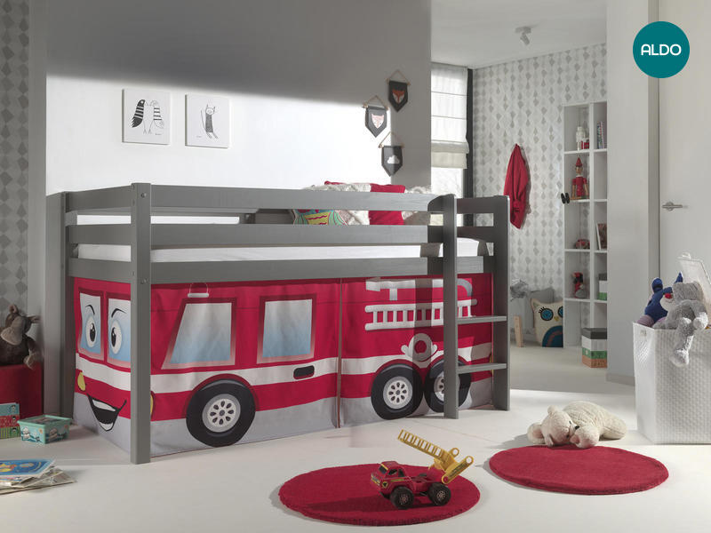 Dětská postel z masívu Fire Rescue - Pino grey