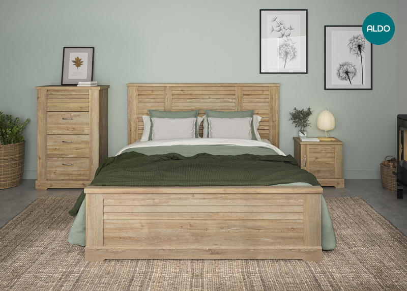 Manželská postel v country designu Thelma medium, light oak