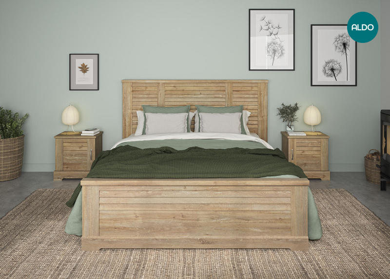 Manželská postel v country designu Thelma large, light oak