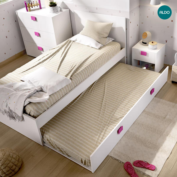 Dětská postel s přistýlkou Chic, white-pink