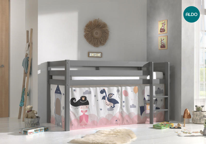 Dětská postel z masívu Princess II - Pino grey