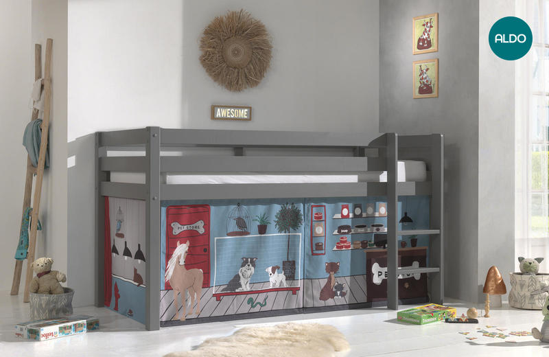 Dětská postel z masívu Pet shop - Pino grey 