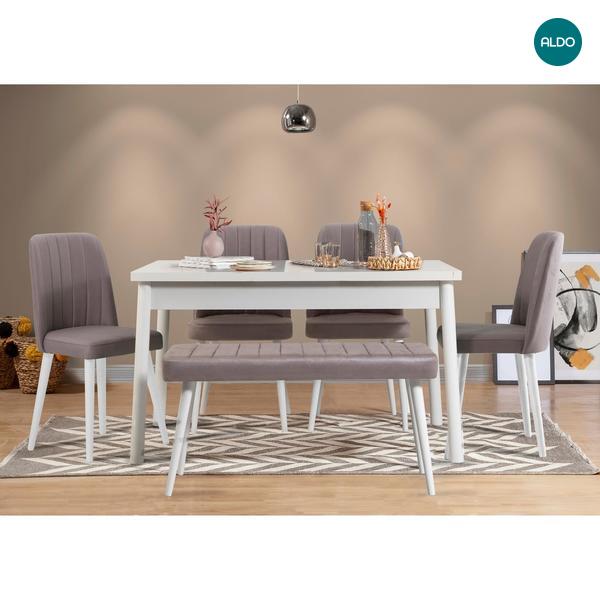 Jídelní sestava, stůl, židle, lavice Costa white, grey II