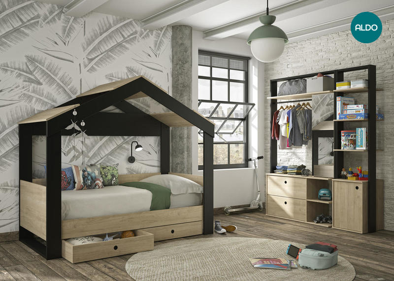 Dětská postel s prostorem ve tvaru domku Duplex