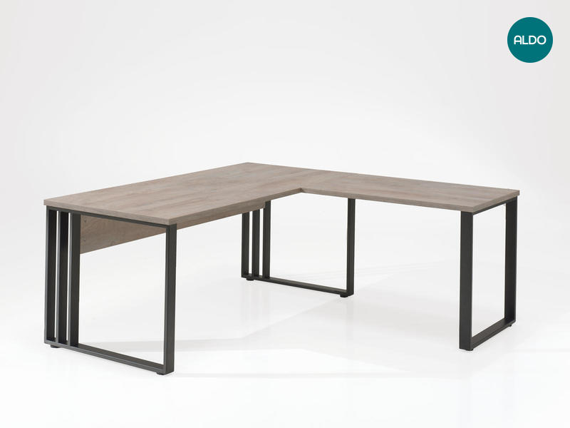 Rohový kancelářský stůl kovová konstrukce Rio oak medium
