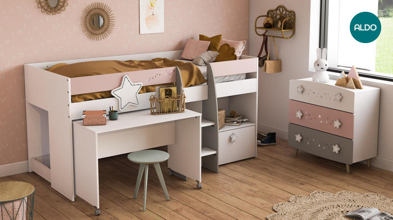 Dětská postel s prostorem a psacím stolem Star