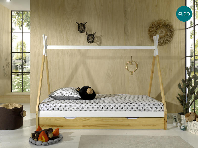Domečková postel s přistýlkou přírodním Vigi